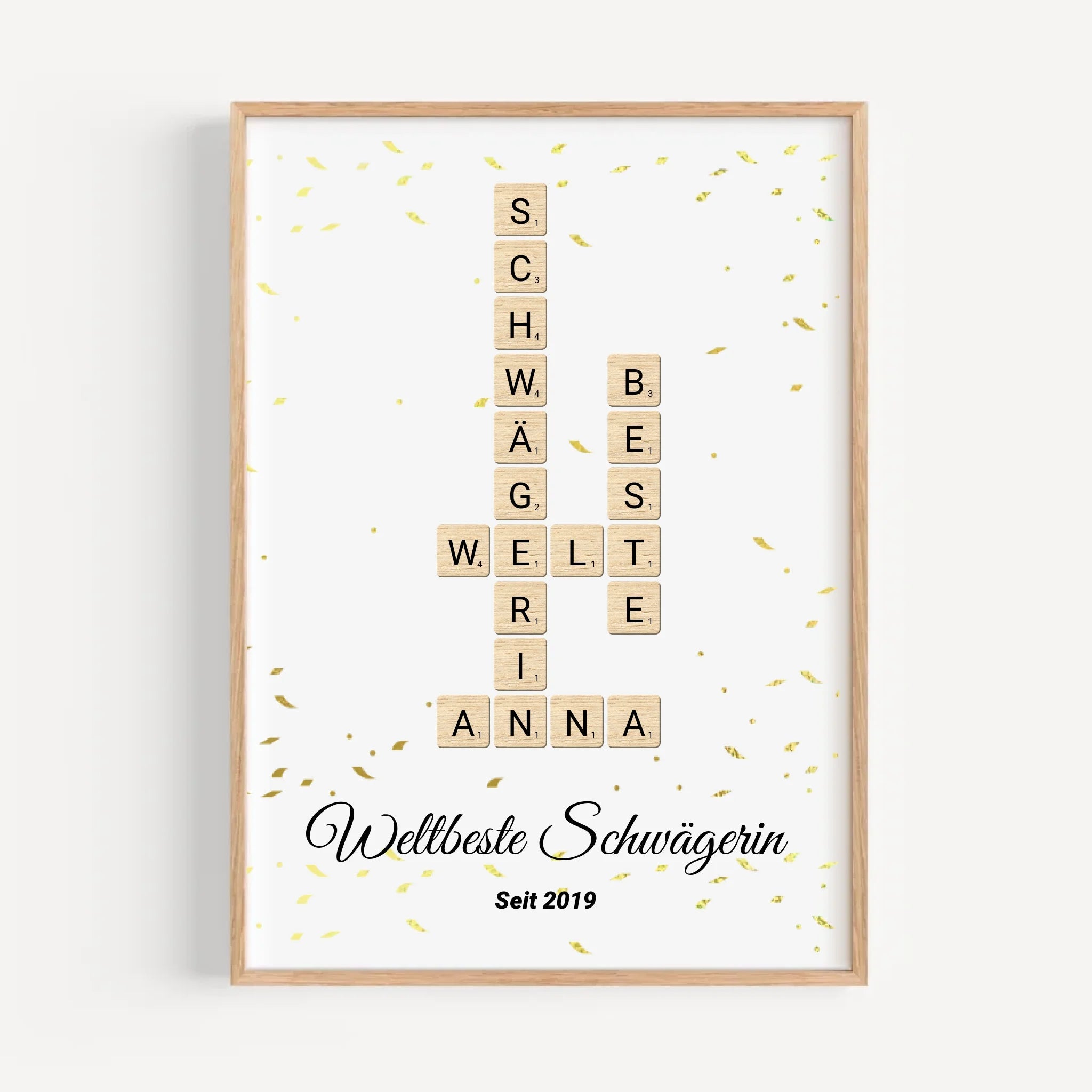 Schwägerin Weihnachtsgeschenk Scrabble Wort Poster personalisierbar - Cantty