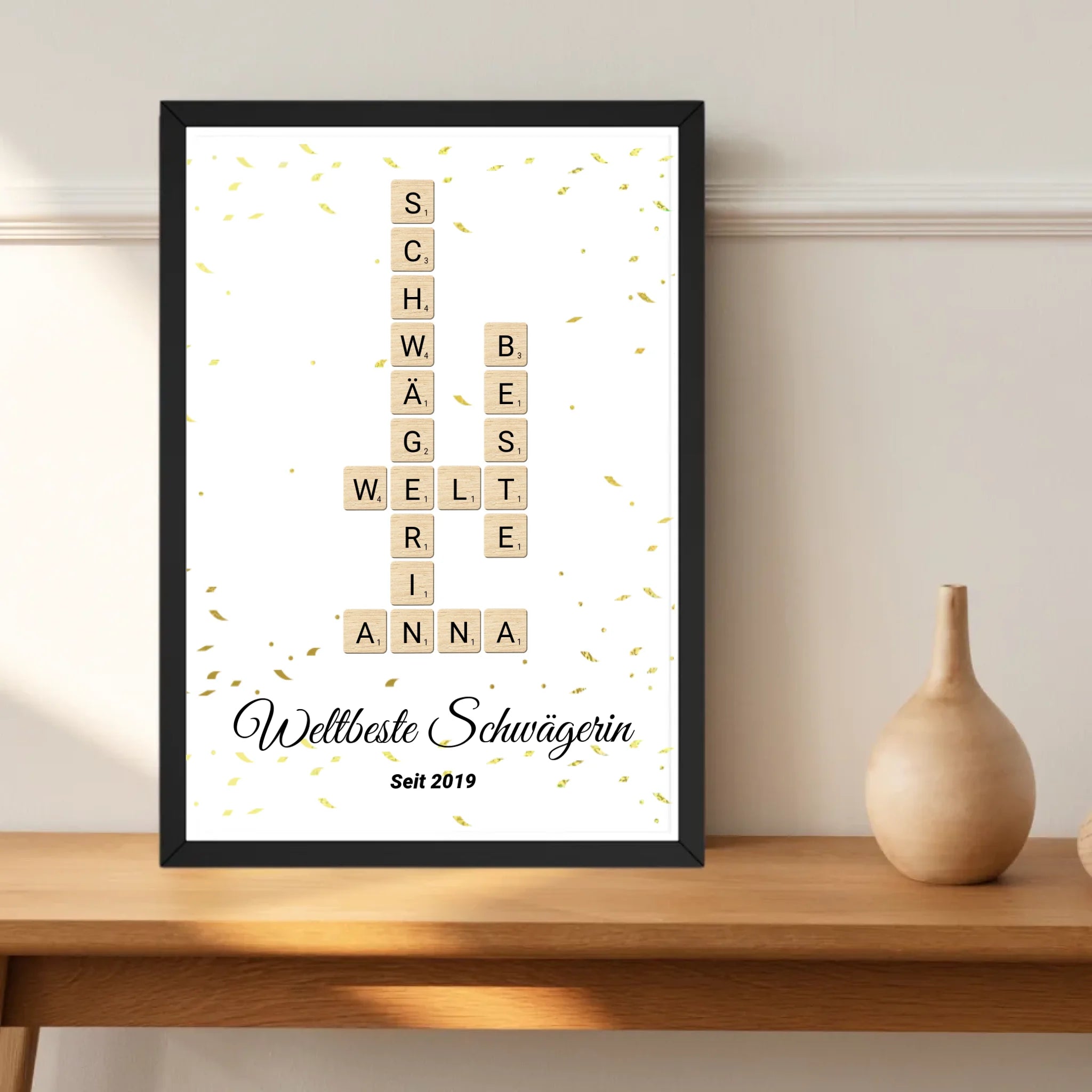 Schwägerin Weihnachtsgeschenk Scrabble Wort Poster personalisierbar - Cantty