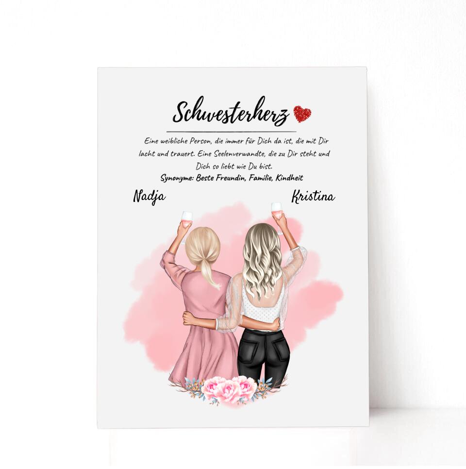 Schwester Acrylglas Bild Geschenk personalisiert - Cantty