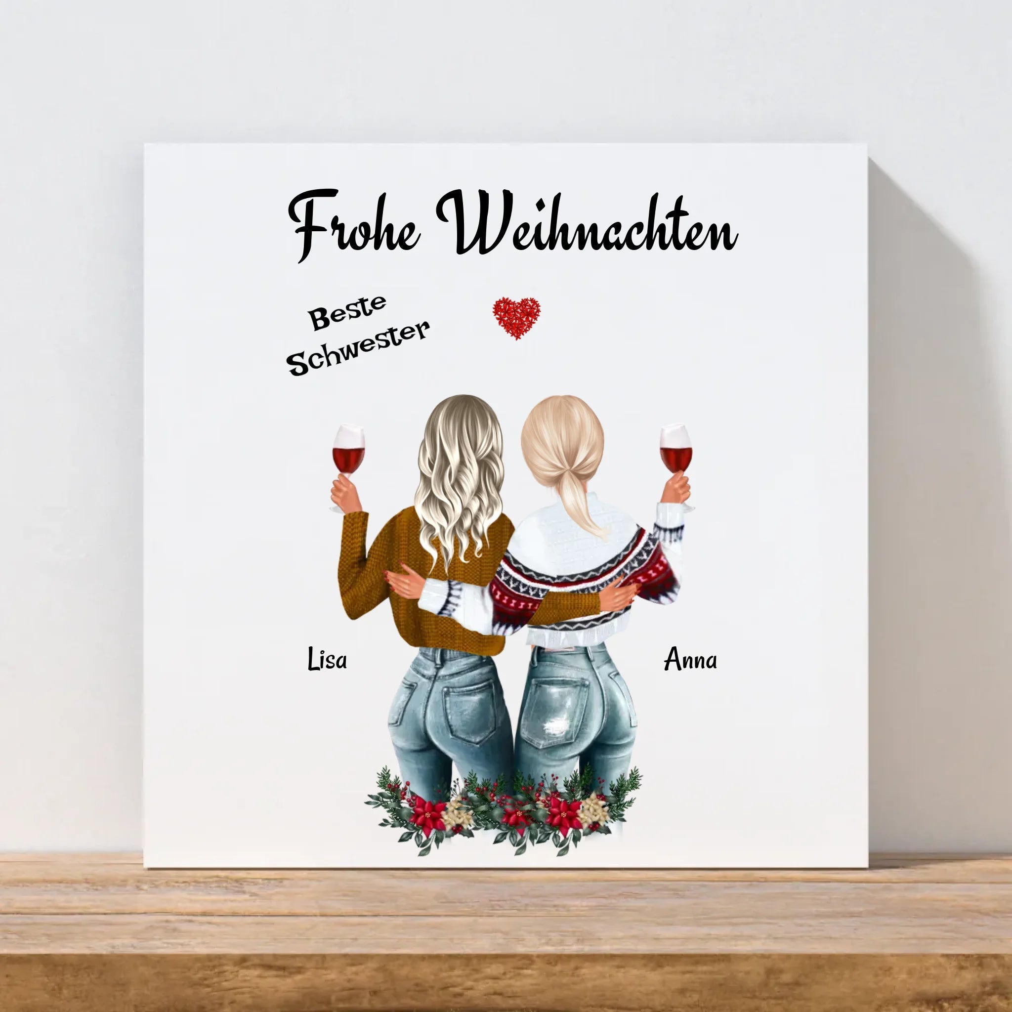 Schwester Bild Geschenk Leinwanddruck personalisiert - Cantty