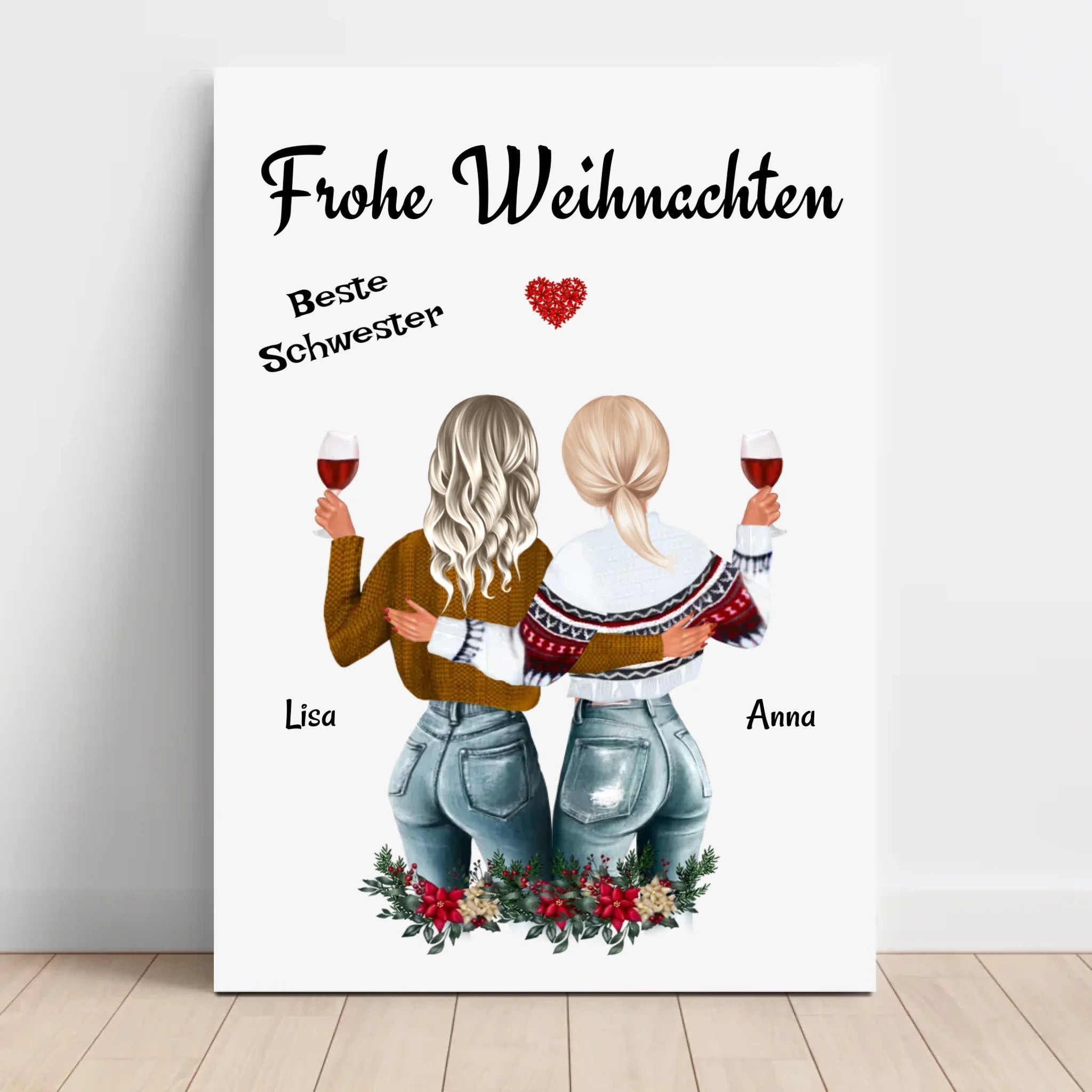 Schwester Bild Geschenk Leinwanddruck personalisiert - Cantty