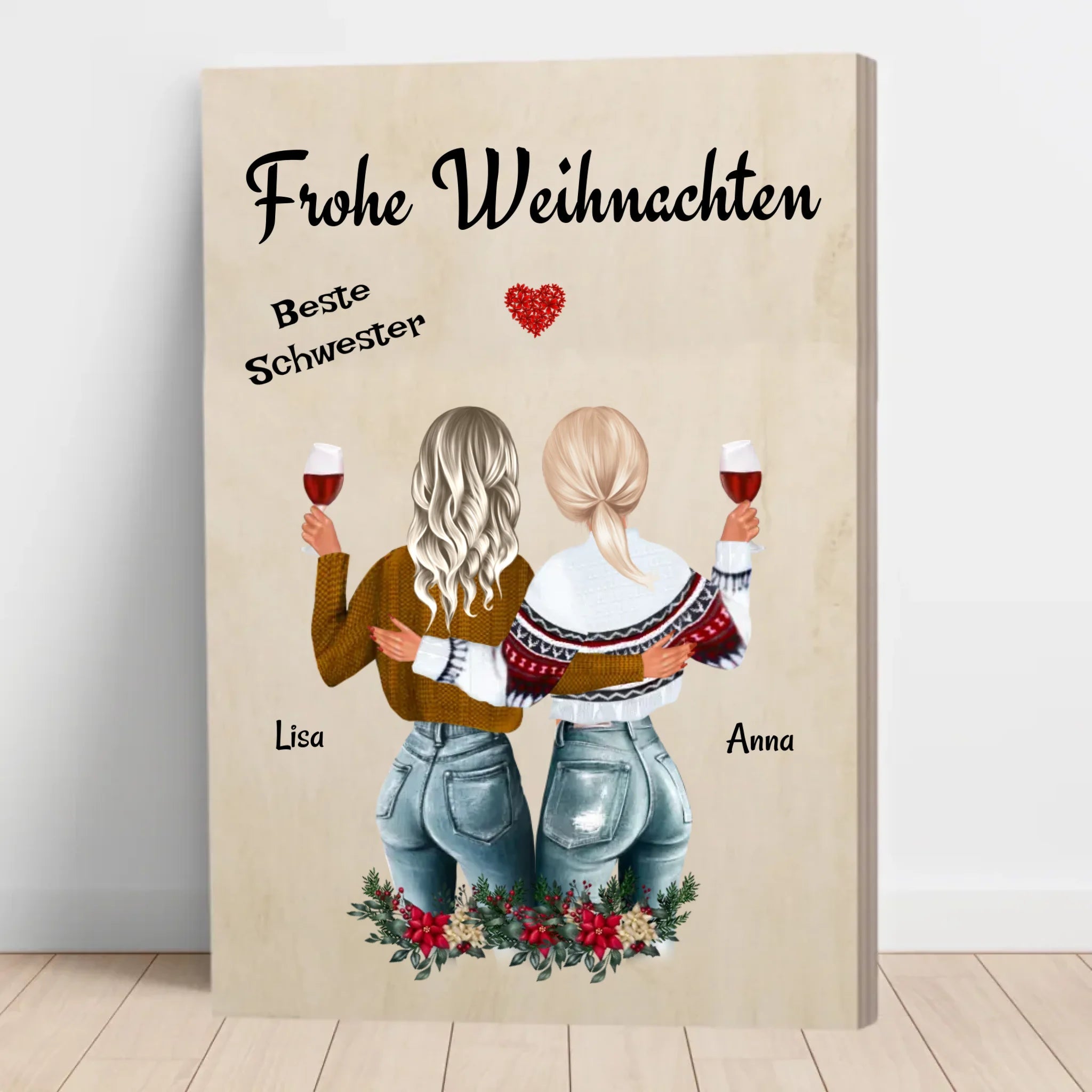 Schwester Bild Holzdruck Geschenk Weihnachten - Cantty