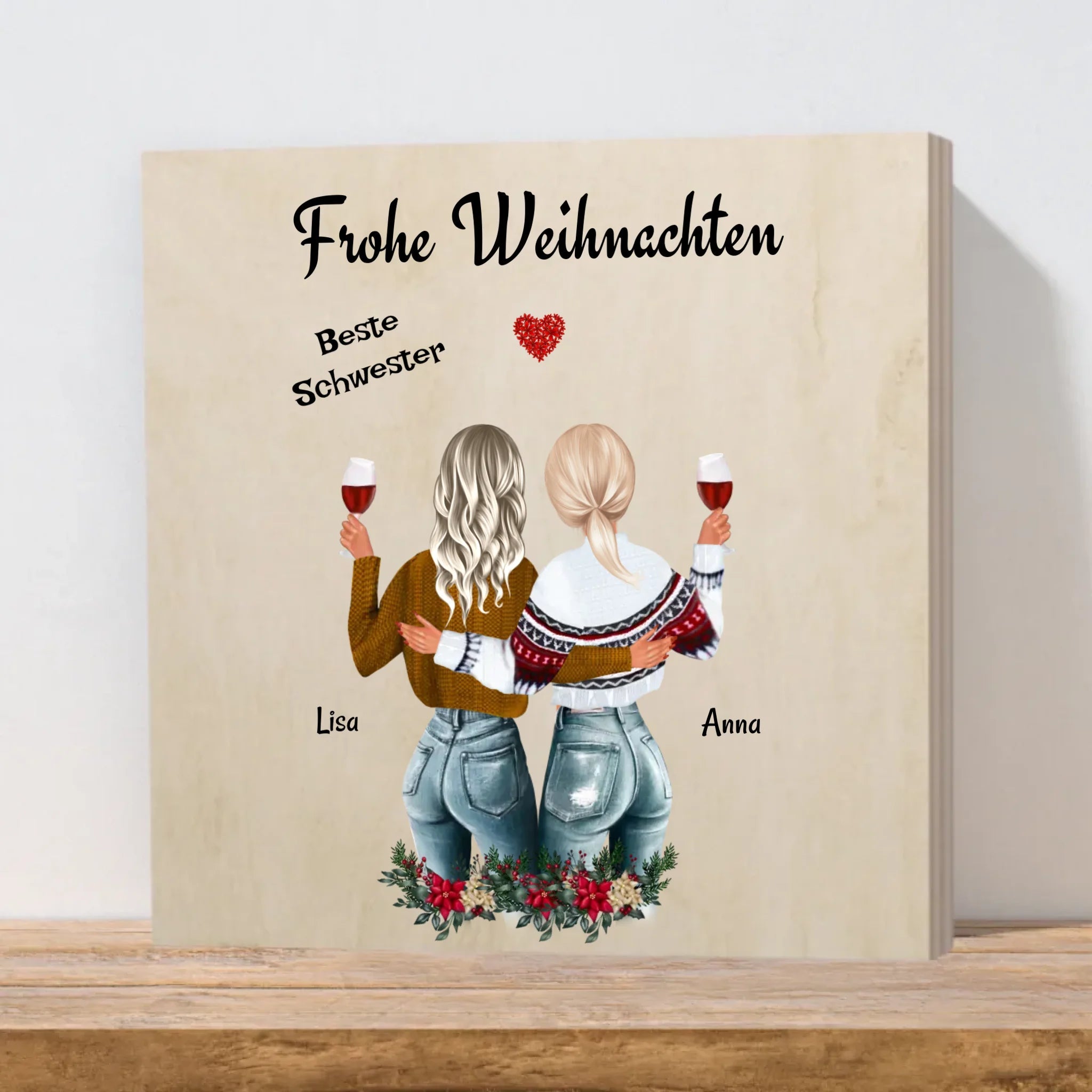 Schwester Bild Holzdruck Geschenk Weihnachten - Cantty