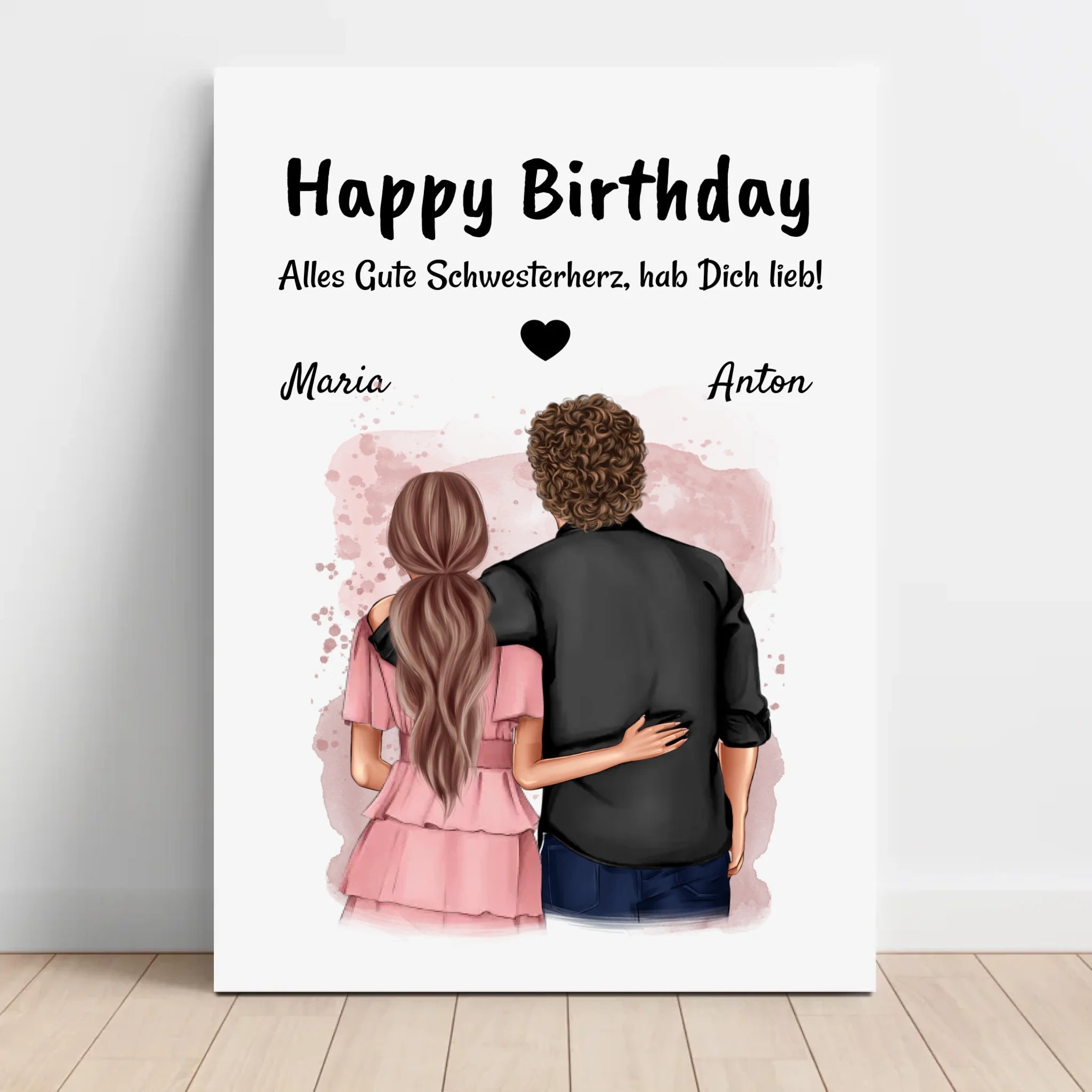 Schwester Bruder Geschenk Leinwand Bild personalisiert - Cantty