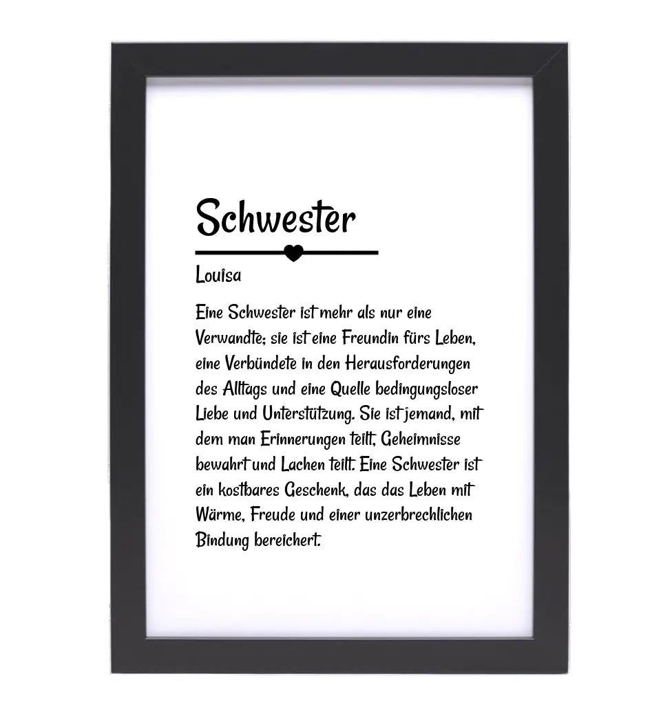 Schwester Definition geschenk Poster personalisiert - Cantty