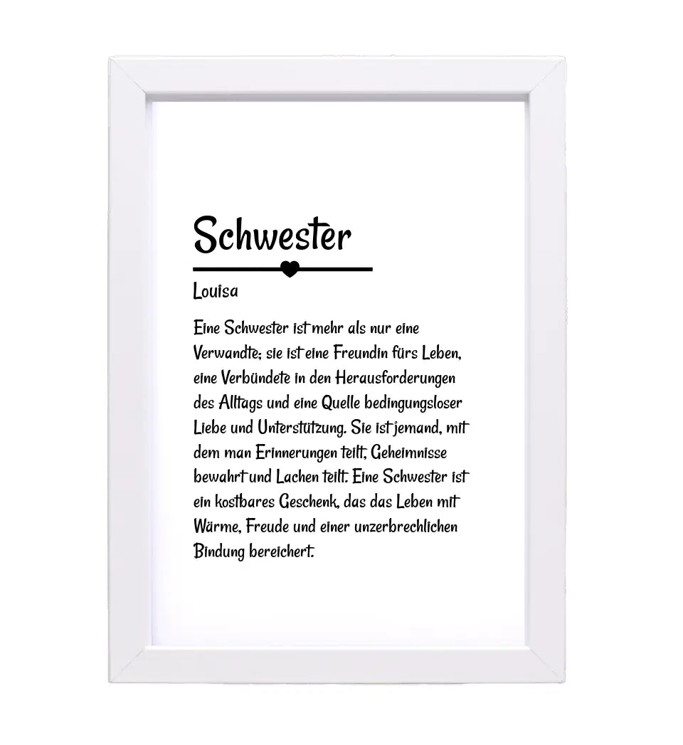 Schwester Definition geschenk Poster personalisiert - Cantty