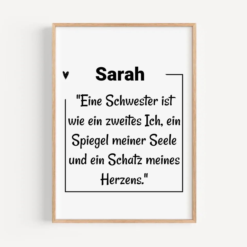 Schwester Definition Poster mit Name und Spruch personalisiert - Cantty