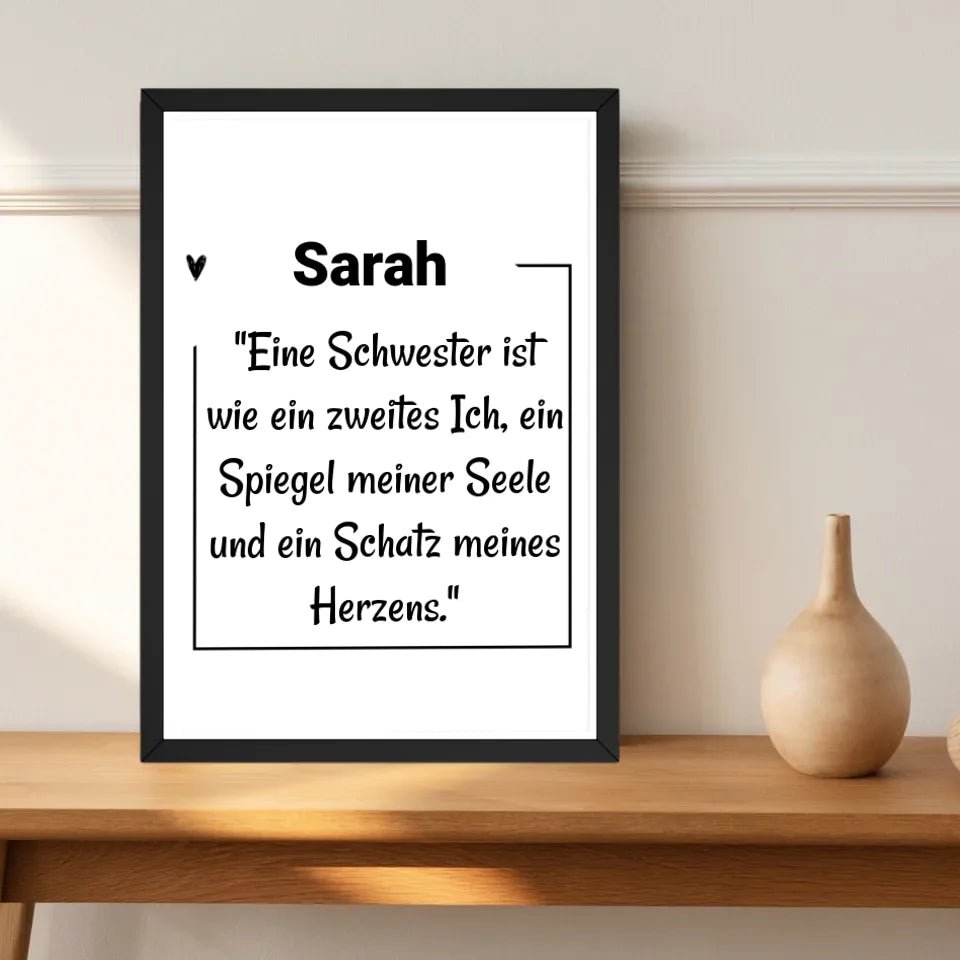 Schwester Definition Poster mit Name und Spruch personalisiert - Cantty