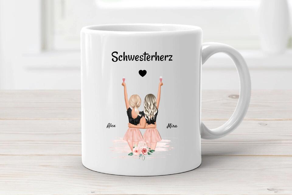 Schwester Geschenk Tasse personalisiert - Cantty