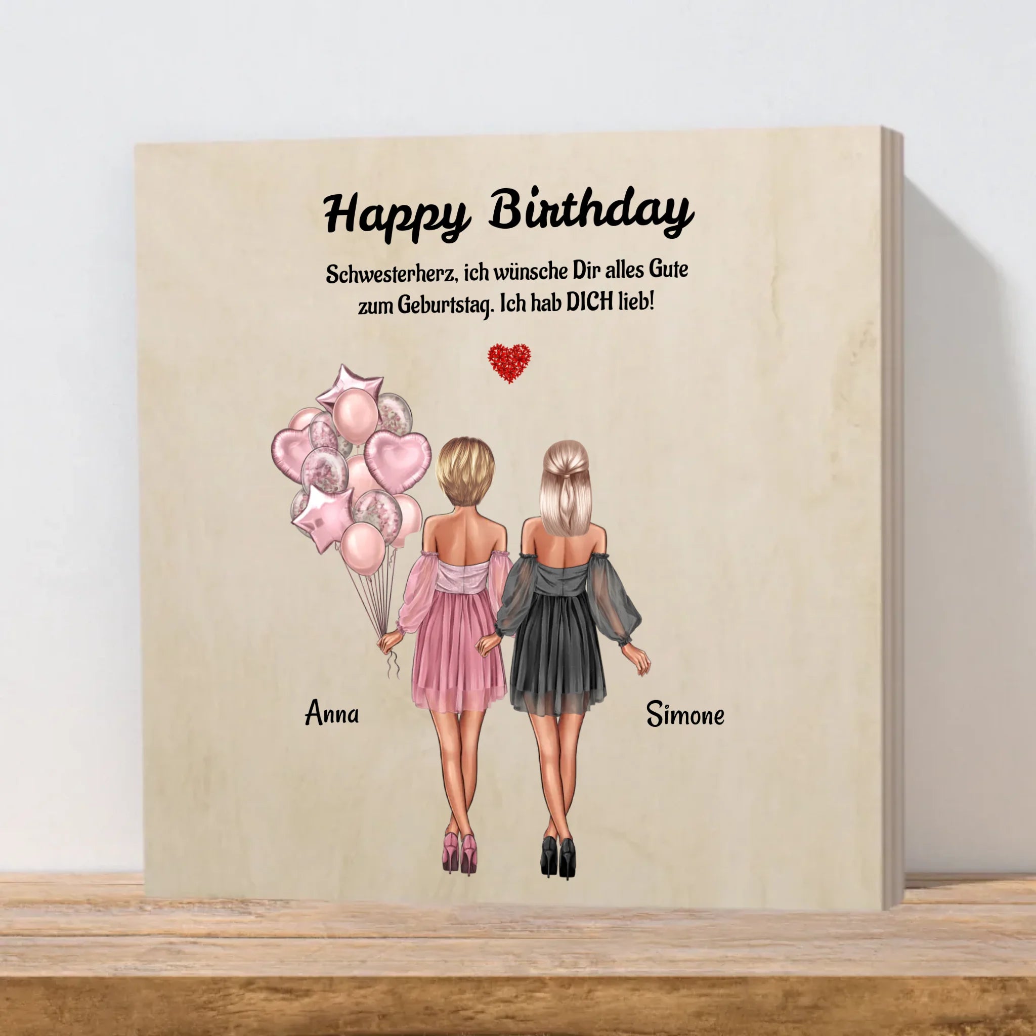 Schwester Happy Birthday Holzbild Geschenk - Cantty