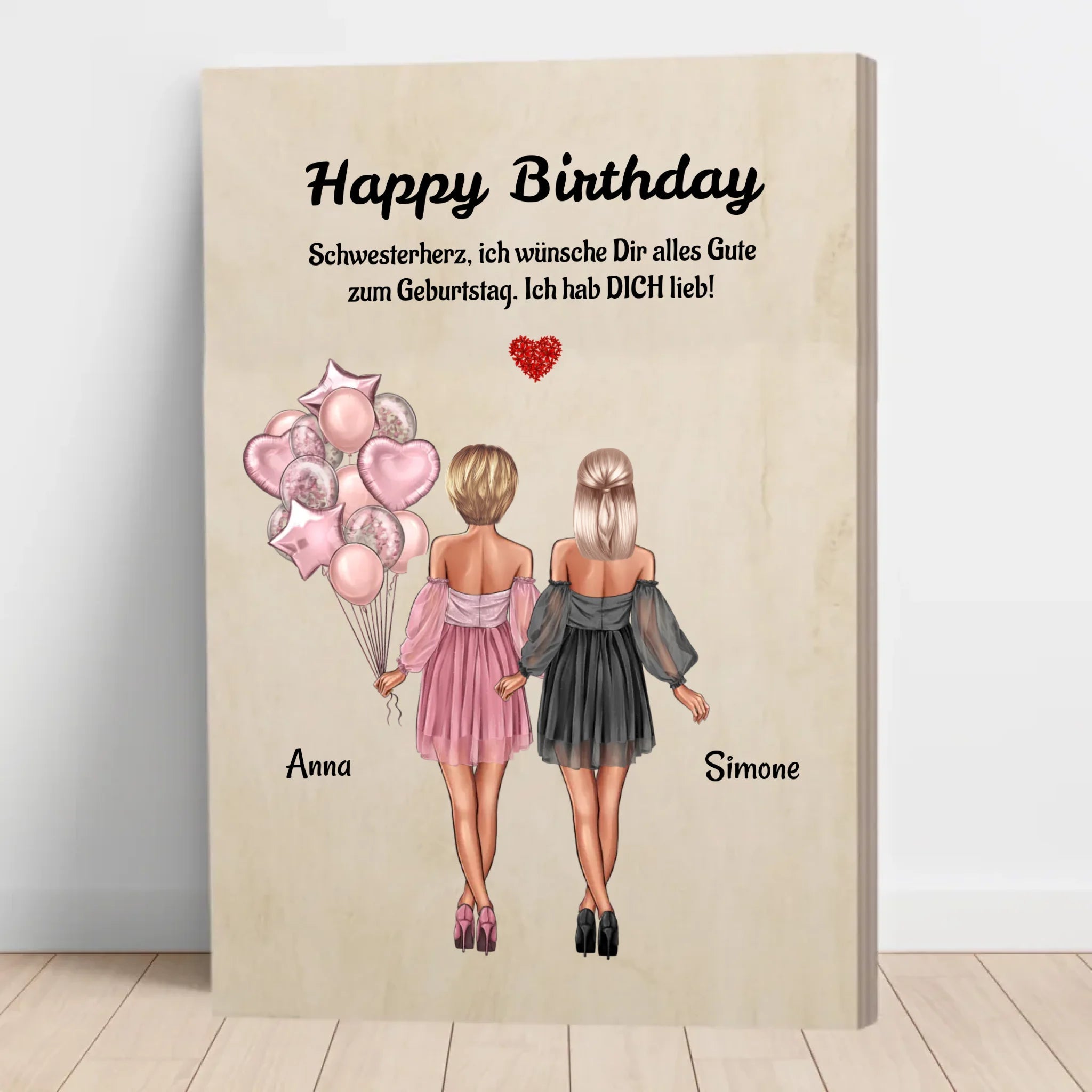 Schwester Happy Birthday Holzbild Geschenk - Cantty