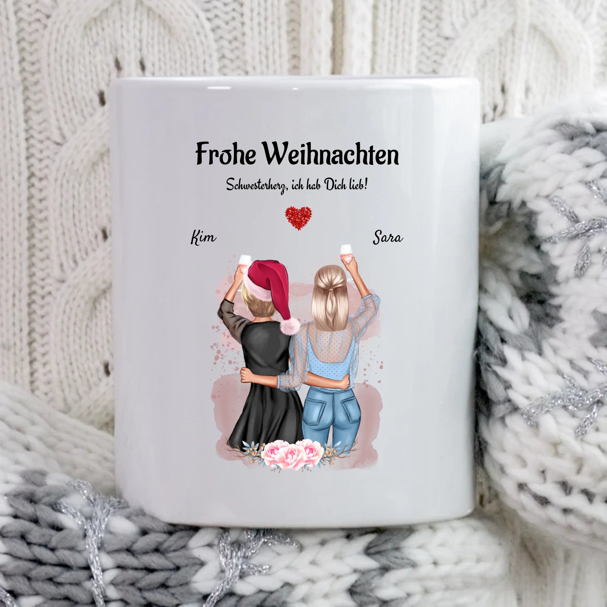 Schwester Keramik & Emaille Tasse Geschenk Weihanchten personalisiert - Cantty