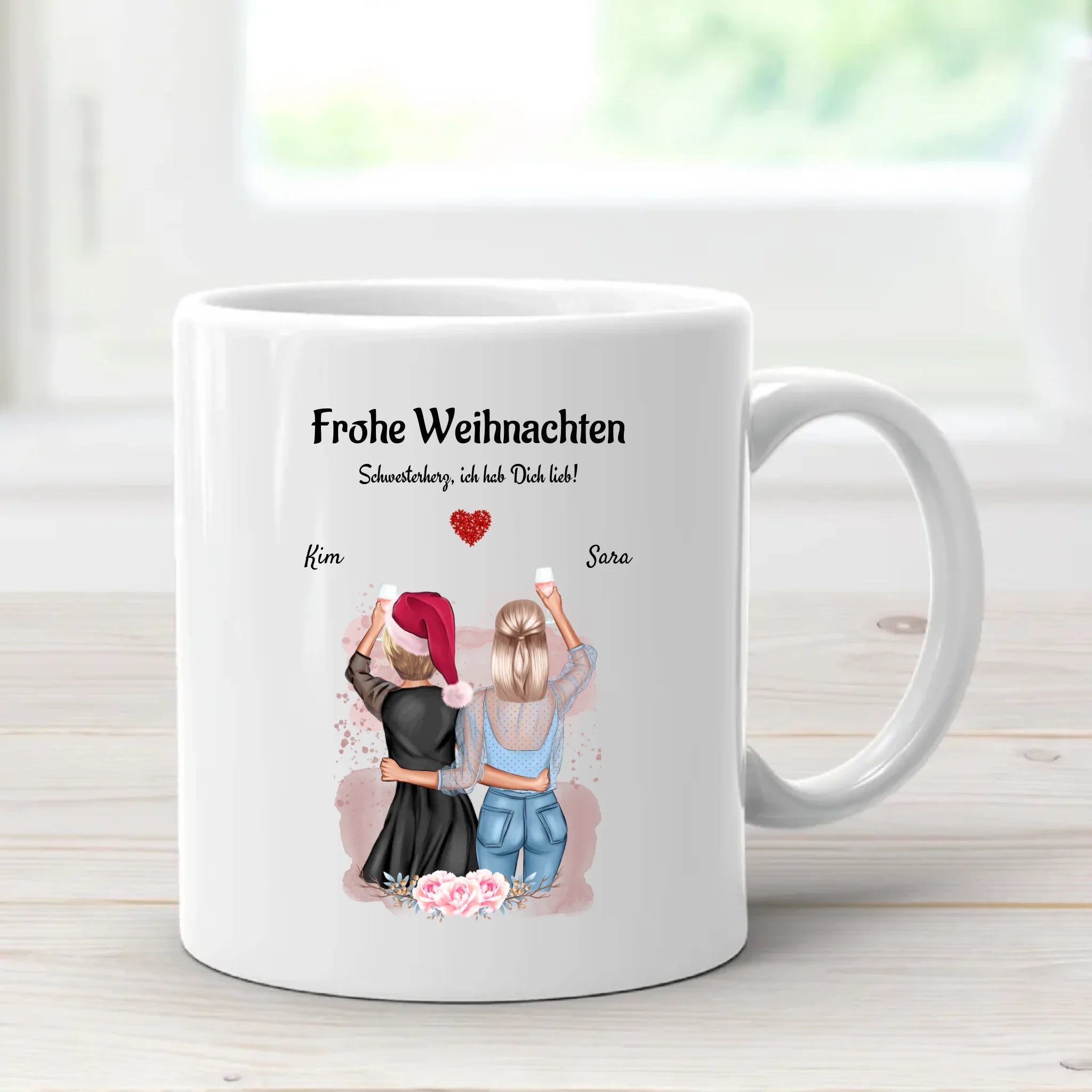 Schwester Keramik & Emaille Tasse Geschenk Weihanchten personalisiert - Cantty