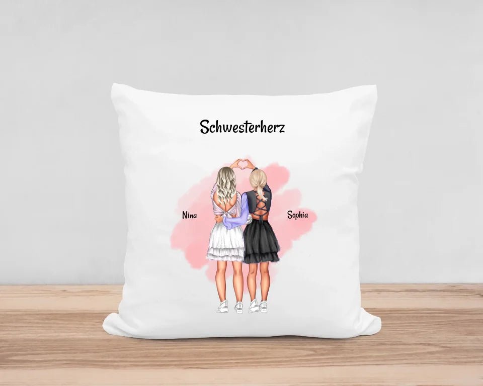 Schwester Kissen mit Bild Geschenk personalisiert - Cantty