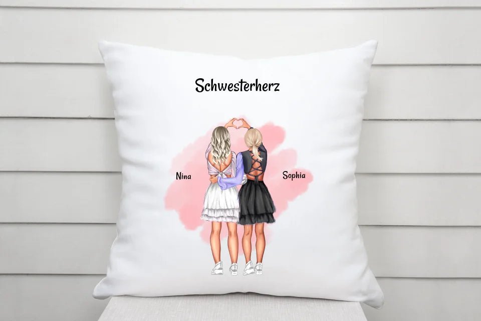 Schwester Kissen mit Bild Geschenk personalisiert - Cantty