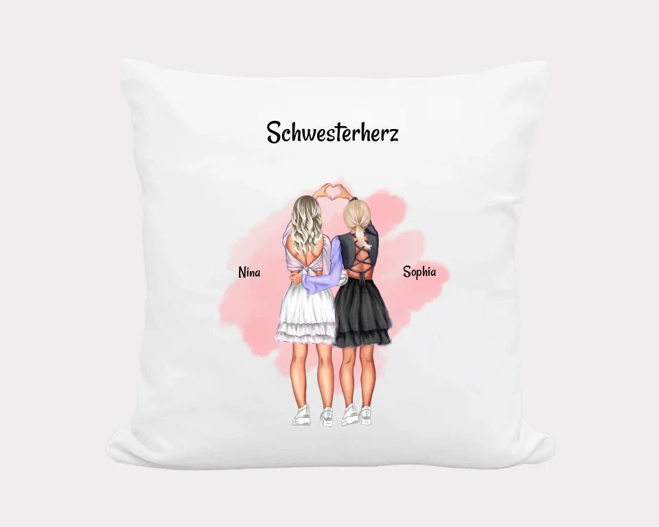 Schwester Kissen mit Bild Geschenk personalisiert - Cantty