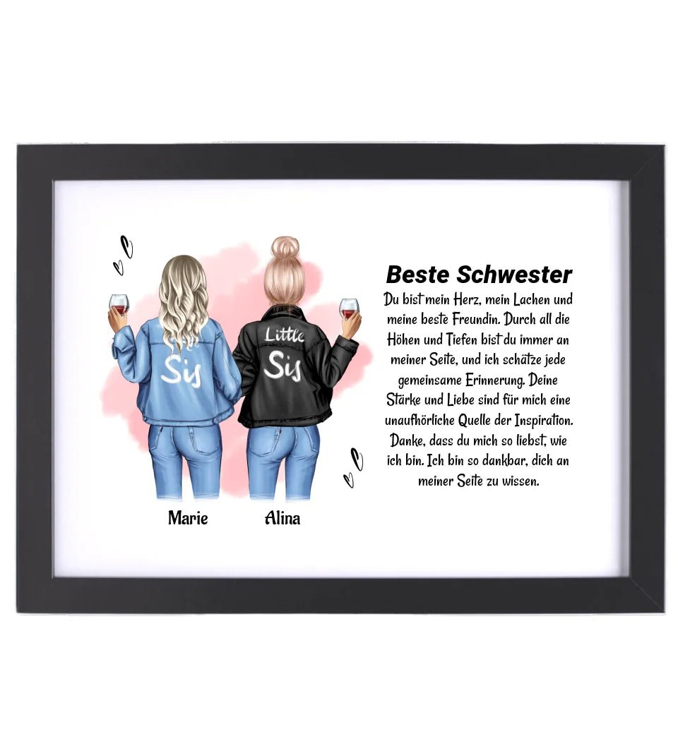 Schwester Poster Bild Karte Geschenk personalisiert - Cantty