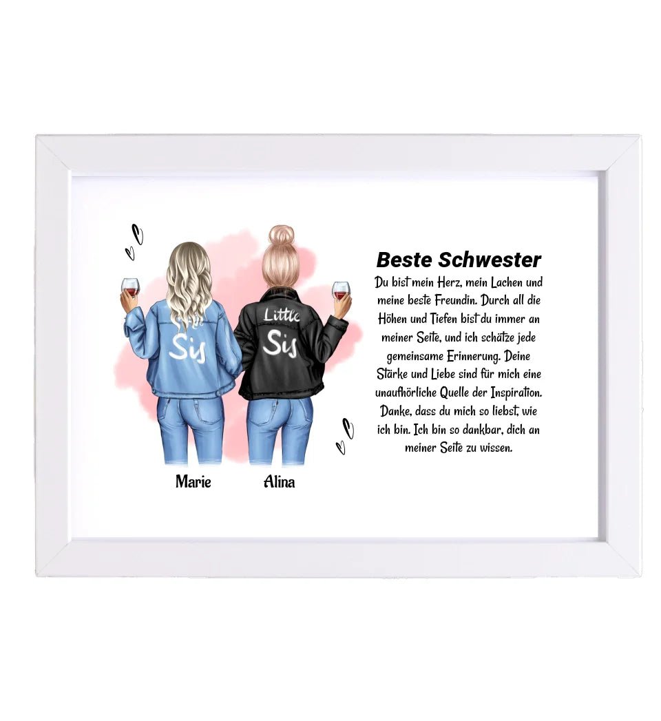 Schwester Poster Bild Karte Geschenk personalisiert - Cantty