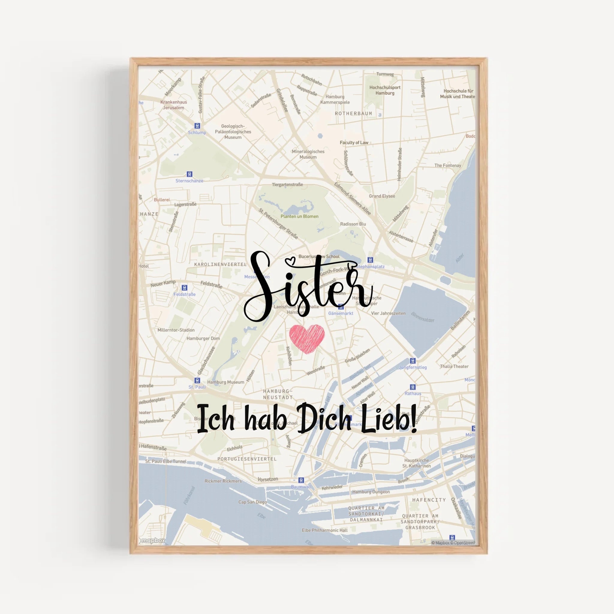 Schwester Poster Stadtkarte Geschenk personalisiert - Cantty