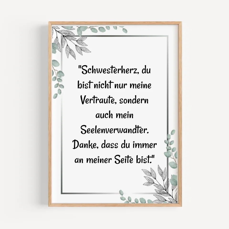 Schwester Spruch Poster Geschenk personalisiert - Cantty