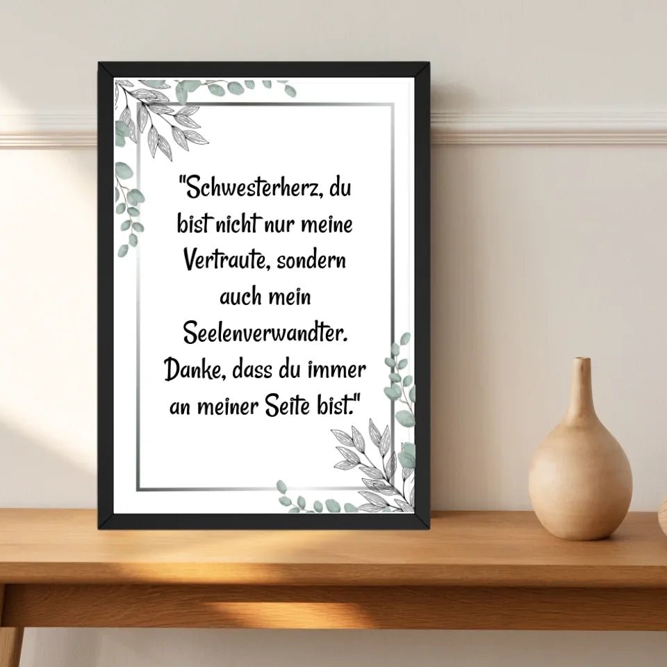 Schwester Spruch Poster Geschenk personalisiert - Cantty