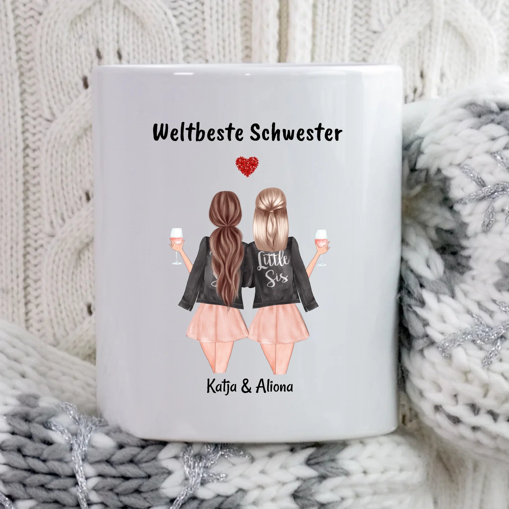 Schwester Tasse personalisiert mit Name Spruch selber gestalten - Cantty