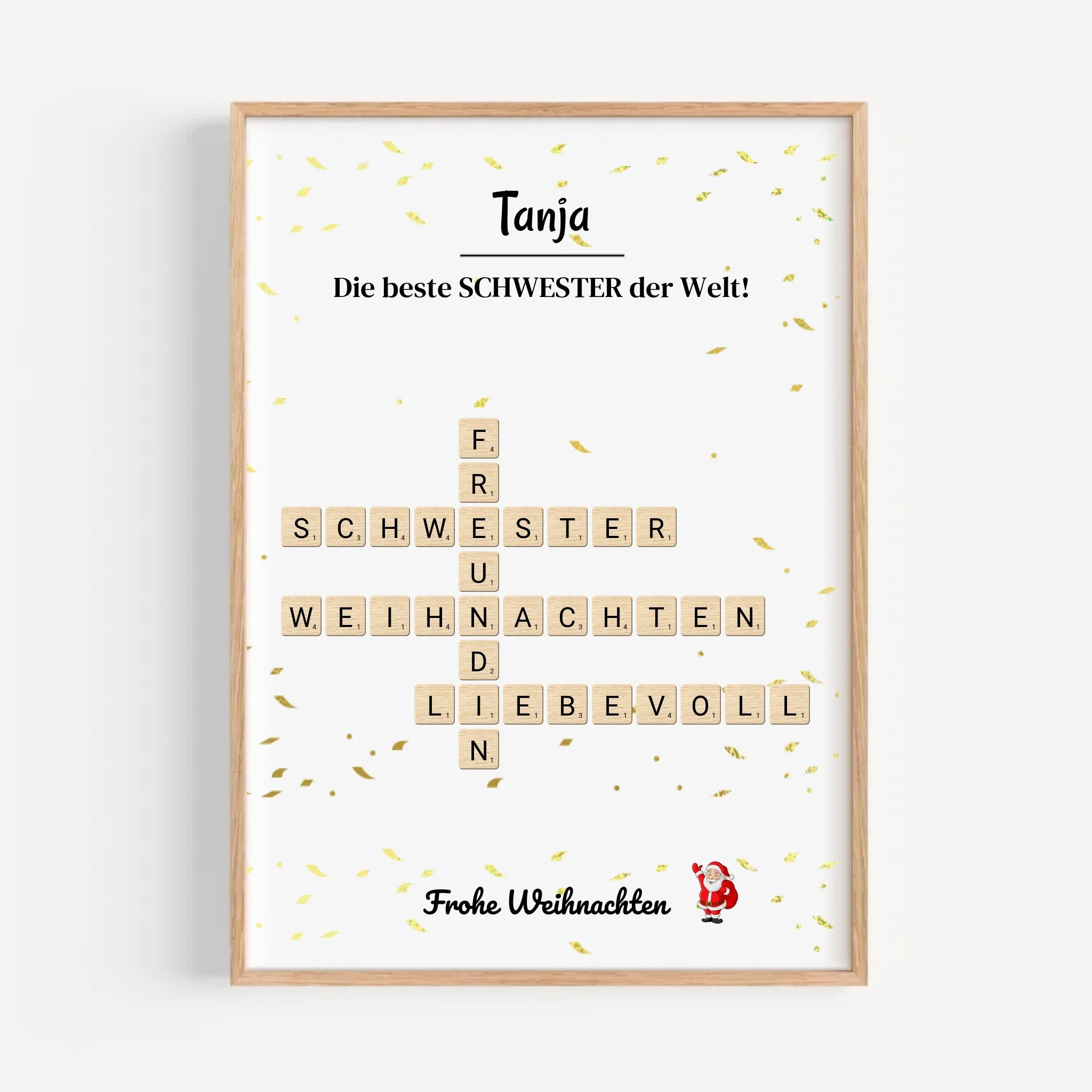 Schwester Weihnachtsgeschenk Bild Scrabble Style personalisierbar - Cantty