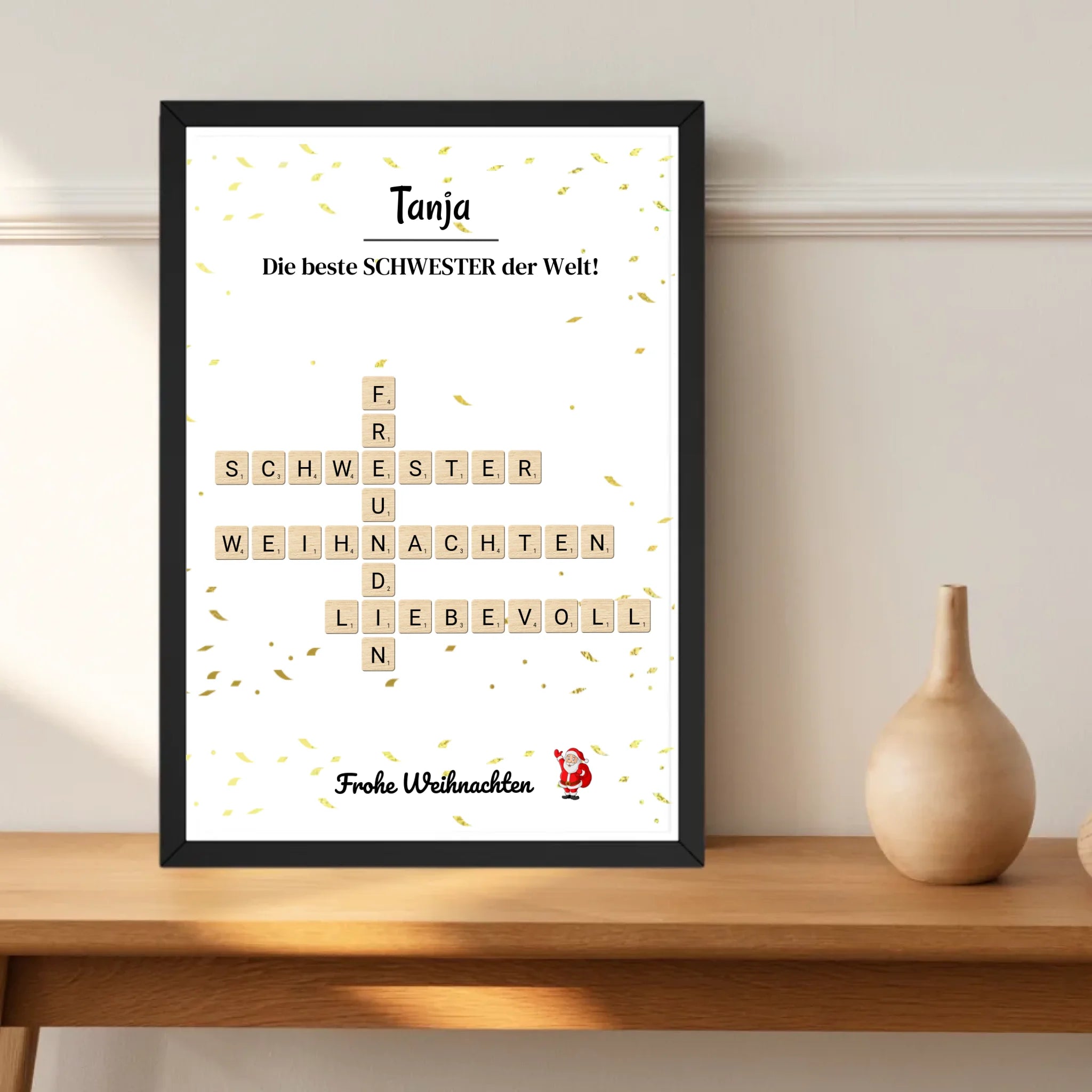 Schwester Weihnachtsgeschenk Bild Scrabble Style personalisierbar - Cantty