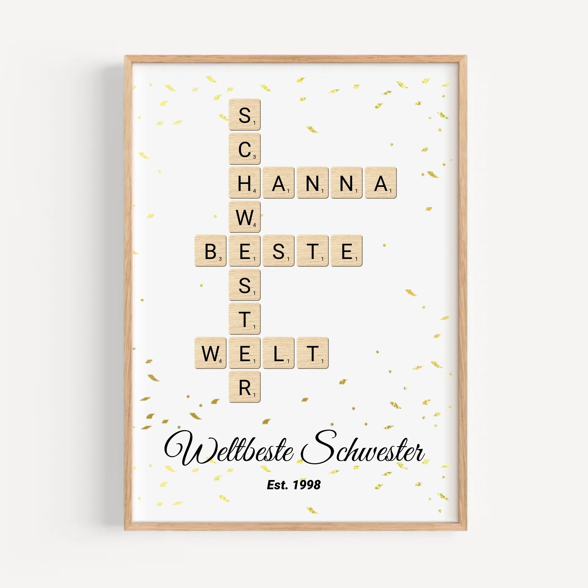 Schwester Weihnachtsgeschenk Scrabble Wort Poster personalisierbar - Cantty