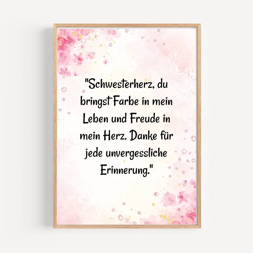 Schwesterherz Spruch Geschenk Poster personalisiert - Cantty