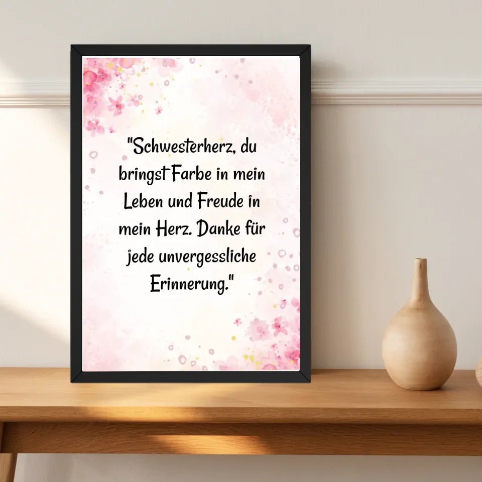 Schwesterherz Spruch Geschenk Poster personalisiert - Cantty