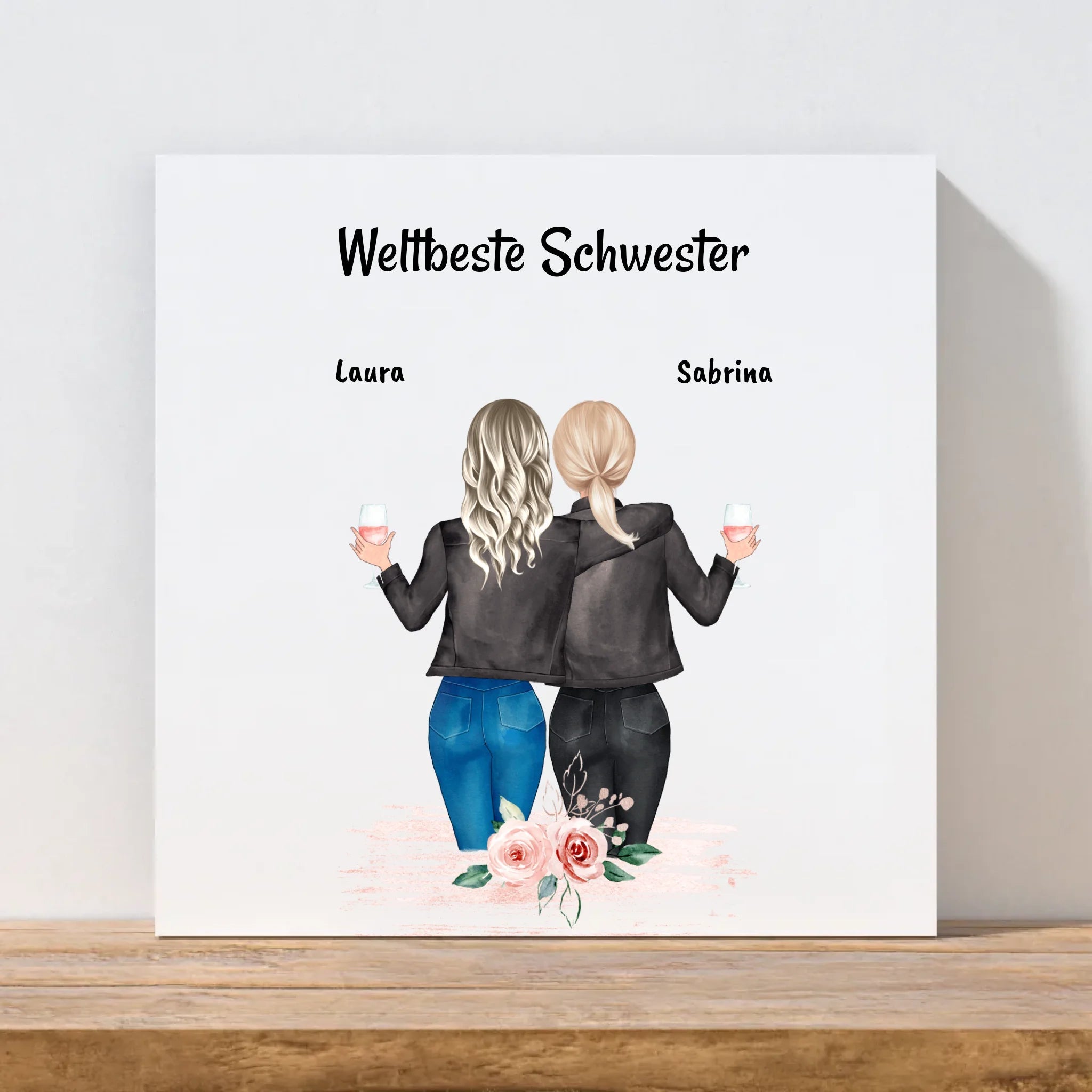 Schwestern Geschenk personalisiertes Leinwandbild - Cantty