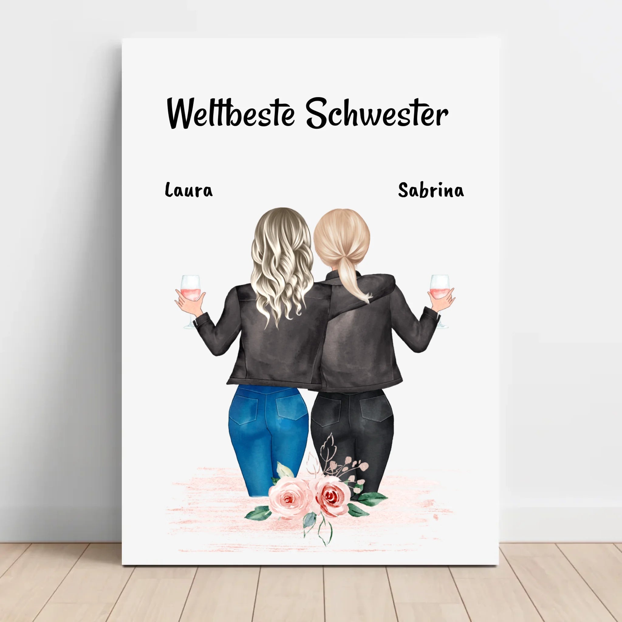 Schwestern Geschenk personalisiertes Leinwandbild - Cantty