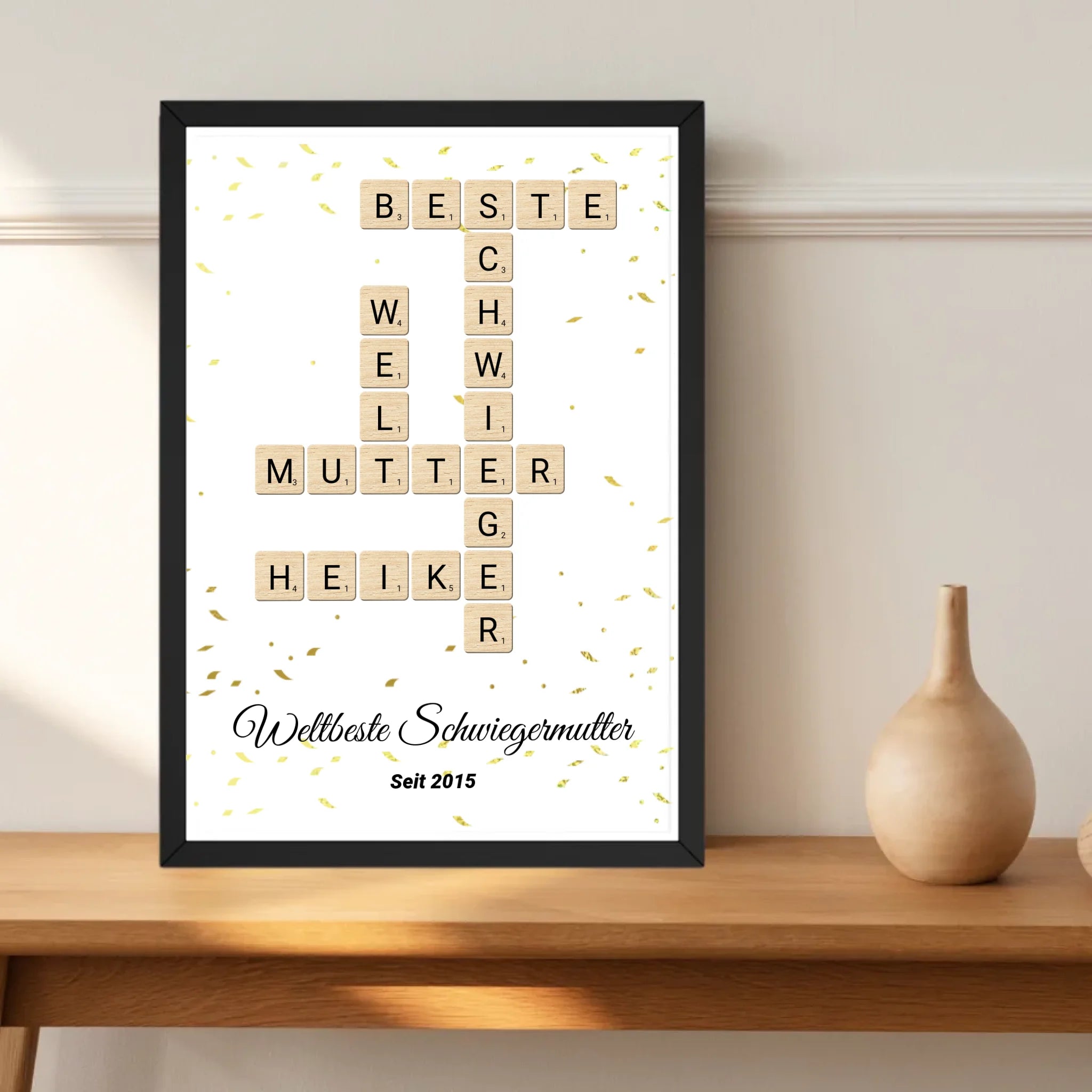 Schwiegermutter Weihnachtsgeschenk Scrabble Wort Poster personalisierbar - Cantty