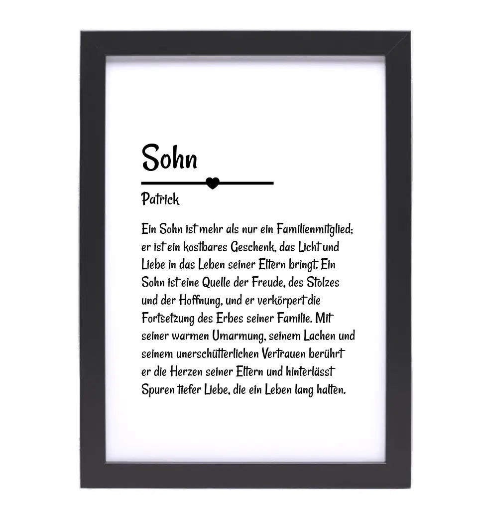 Sohn Definition Poster Geschenk personalisiert - Cantty