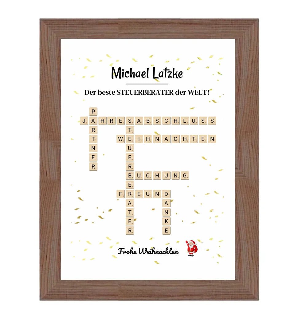 Steuerberater Weihnachtsgeschenk Poster Scrabble Design - Cantty