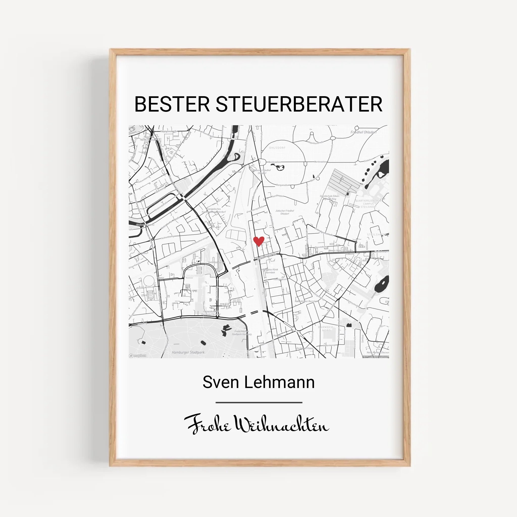 Steuerberater Weihnachtsgeschenk Poster Stadtkarte personalisierbar - Cantty