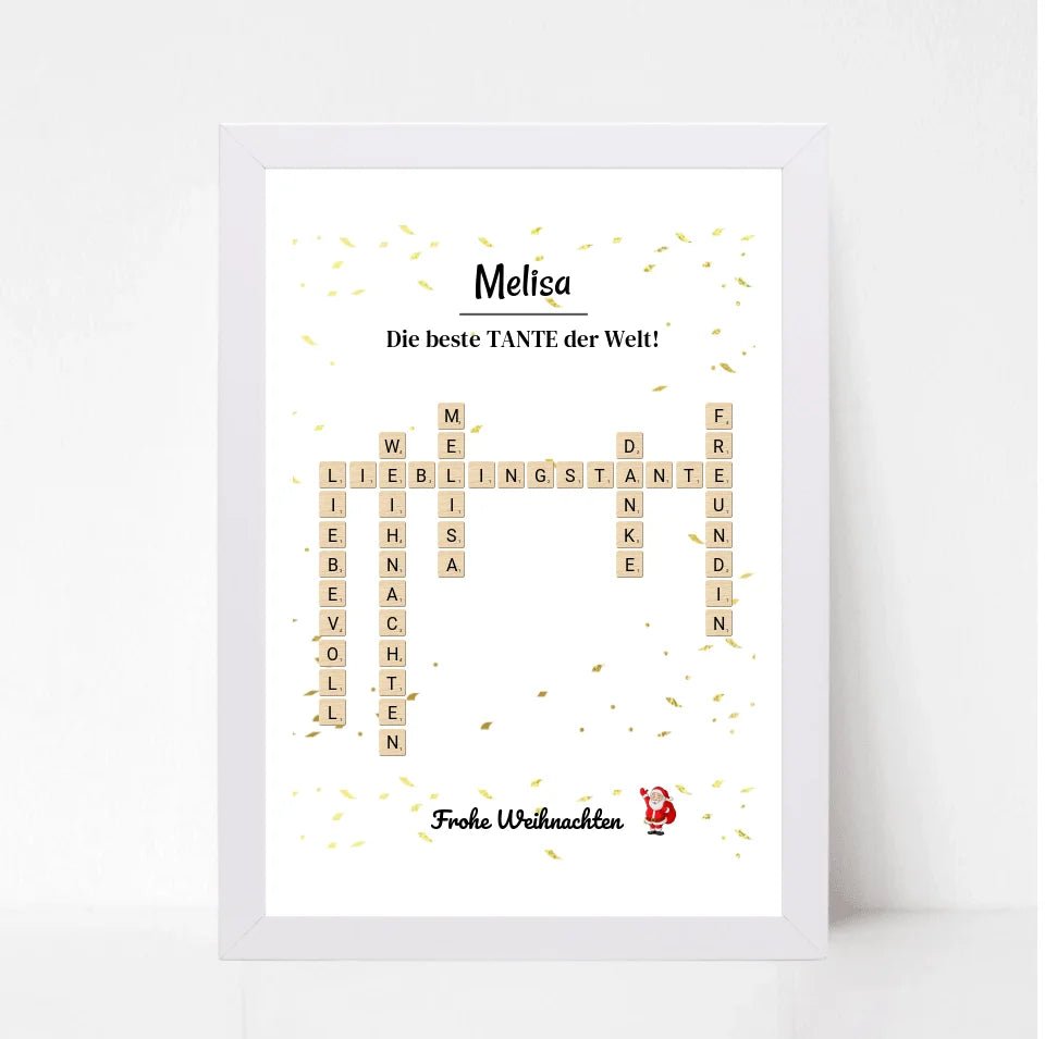 Tante Weihnachtsgeschenk Bild Scrabble Style personalisierbar - Cantty