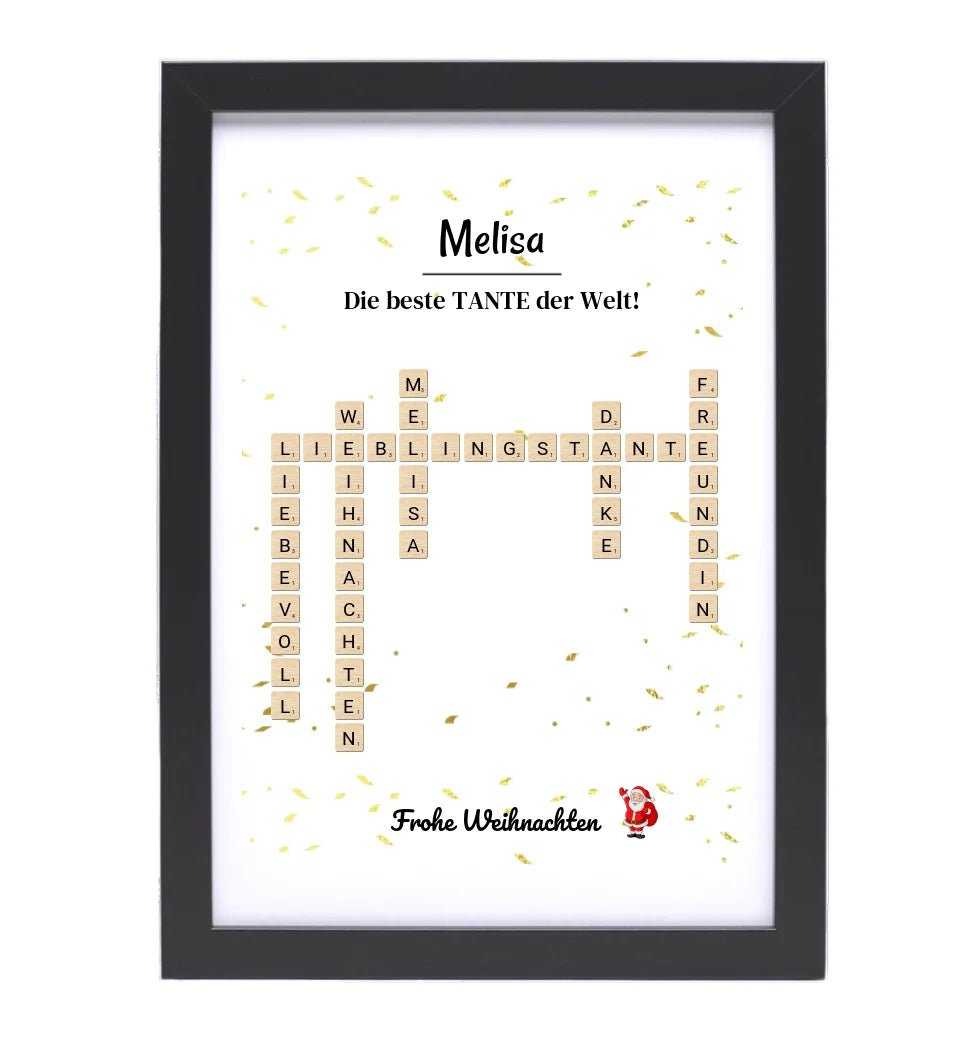 Tante Weihnachtsgeschenk Bild Scrabble Style personalisierbar - Cantty