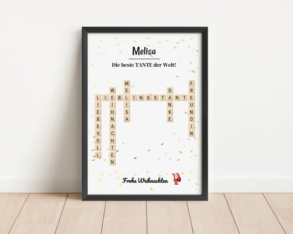 Tante Weihnachtsgeschenk Bild Scrabble Style personalisierbar - Cantty