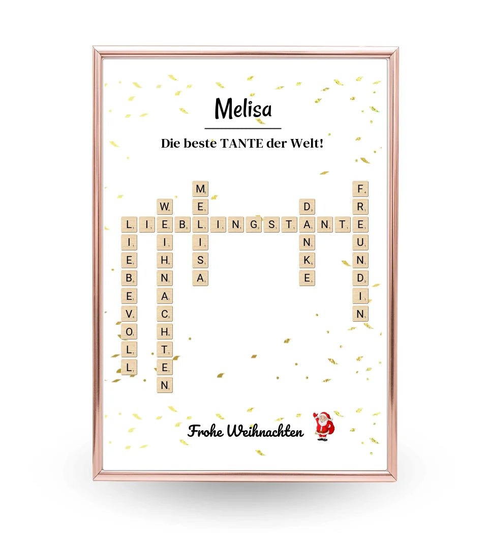 Tante Weihnachtsgeschenk Bild Scrabble Style personalisierbar - Cantty