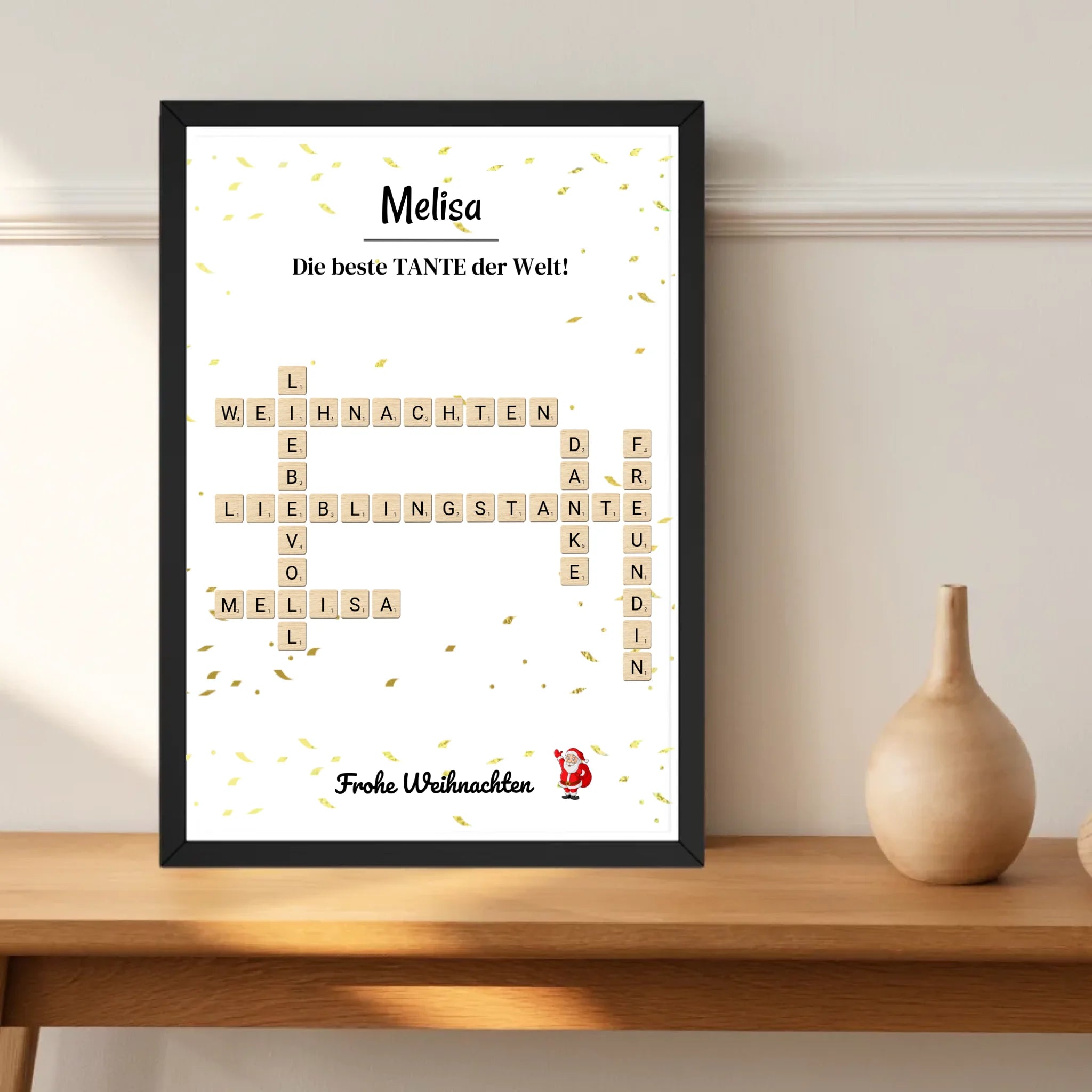 Tante Weihnachtsgeschenk Bild Scrabble Style personalisierbar - Cantty