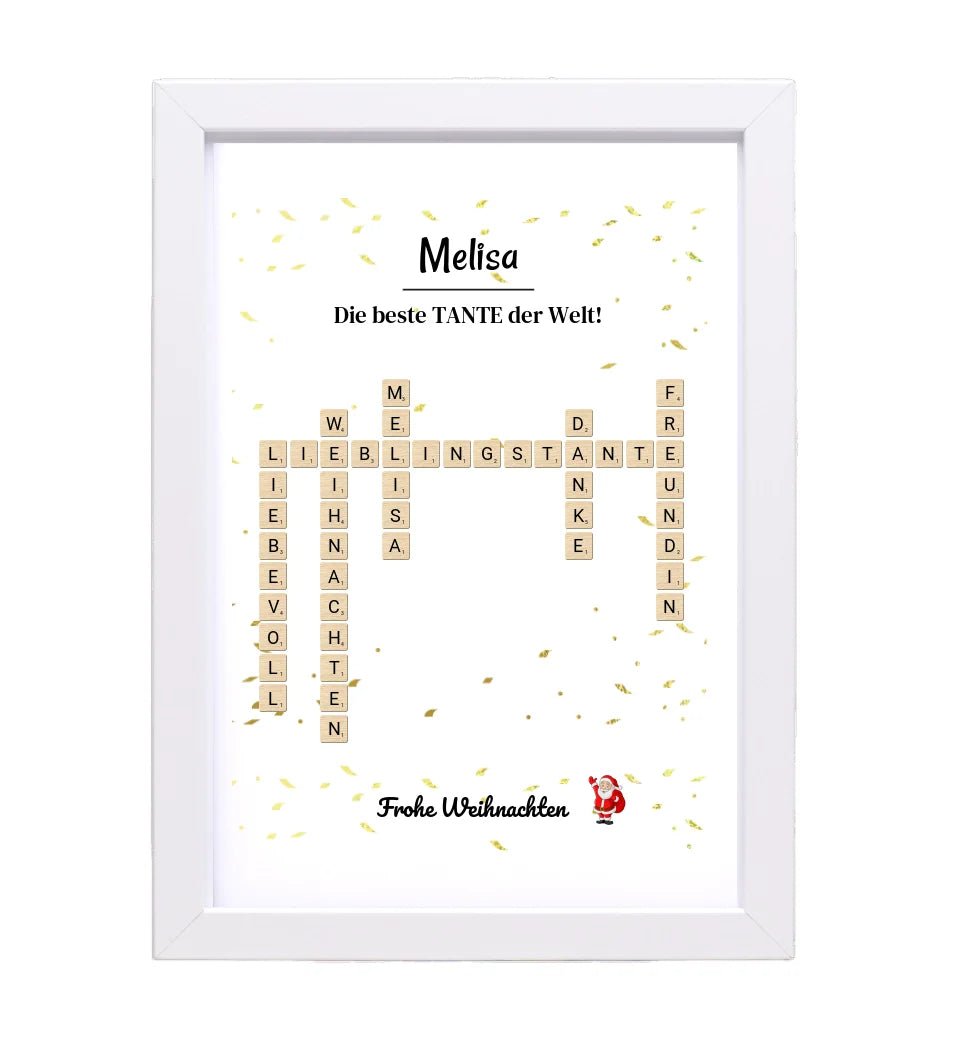 Tante Weihnachtsgeschenk Bild Scrabble Style personalisierbar - Cantty