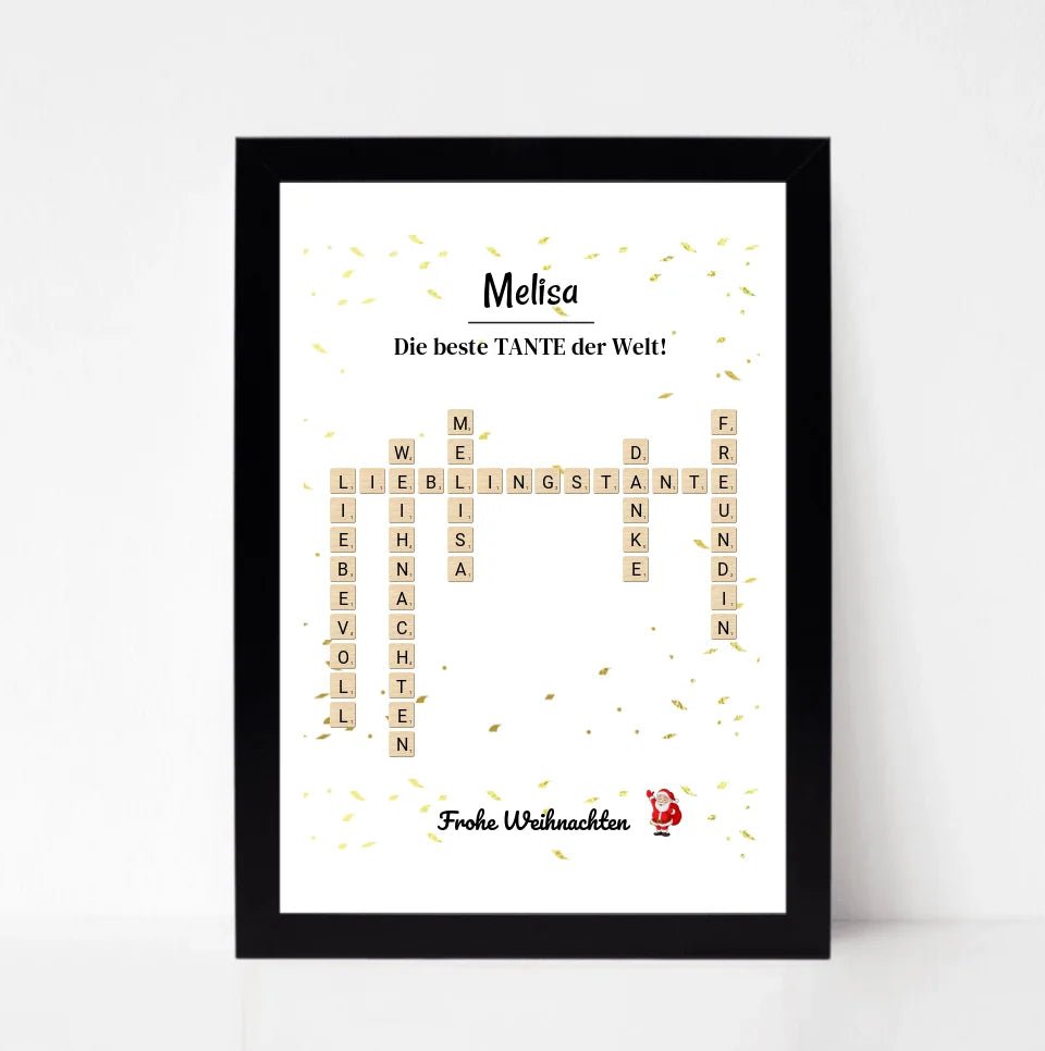 Tante Weihnachtsgeschenk Bild Scrabble Style personalisierbar - Cantty