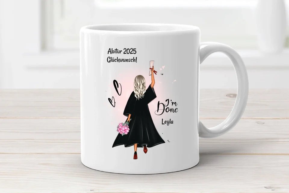 Tasse zum Abitur Abschluss Geschenk Tochter personalisiert - Cantty