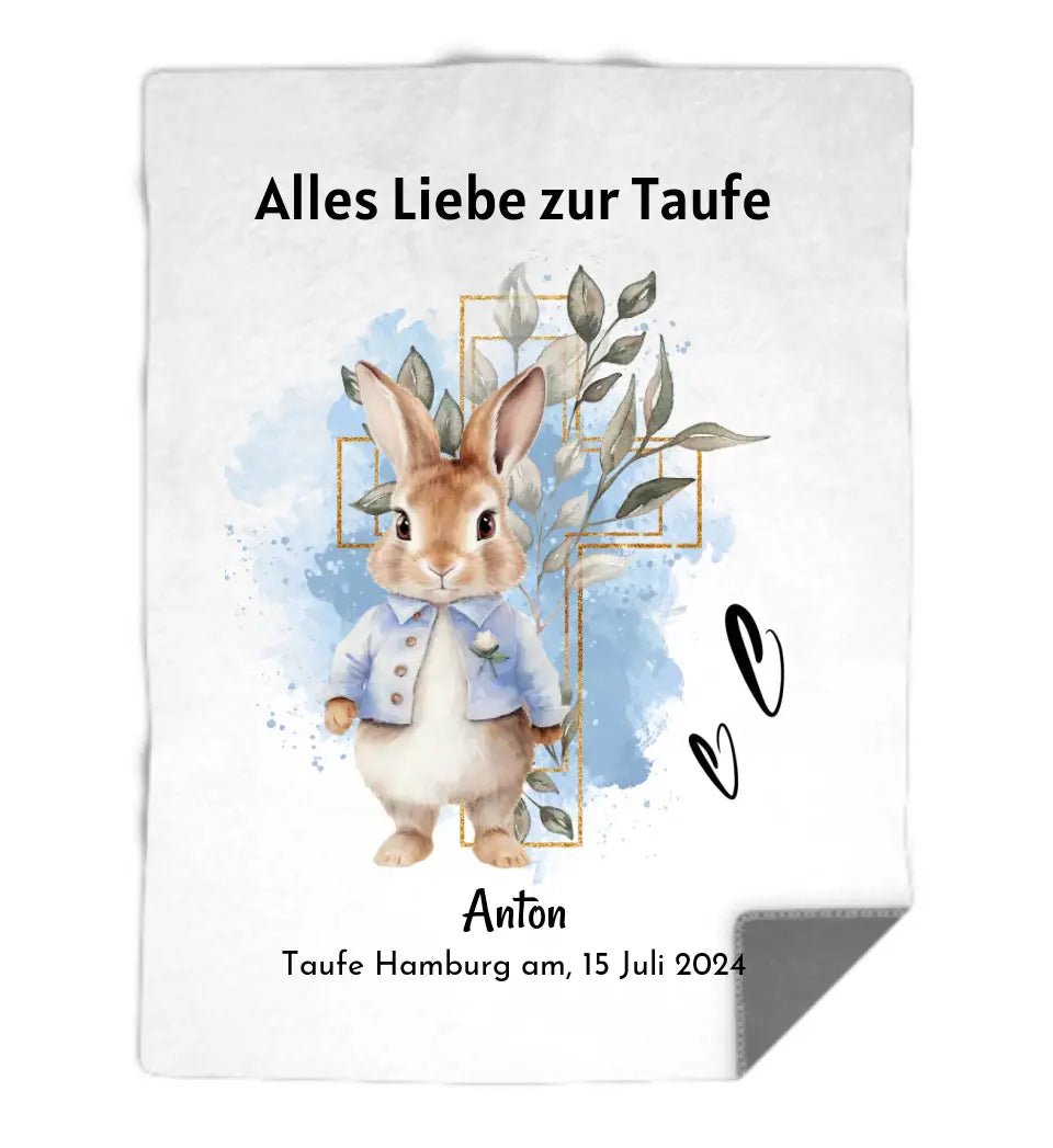 Taufgeschenk Junge Decke mit Name & Datum personalisiert - Cantty