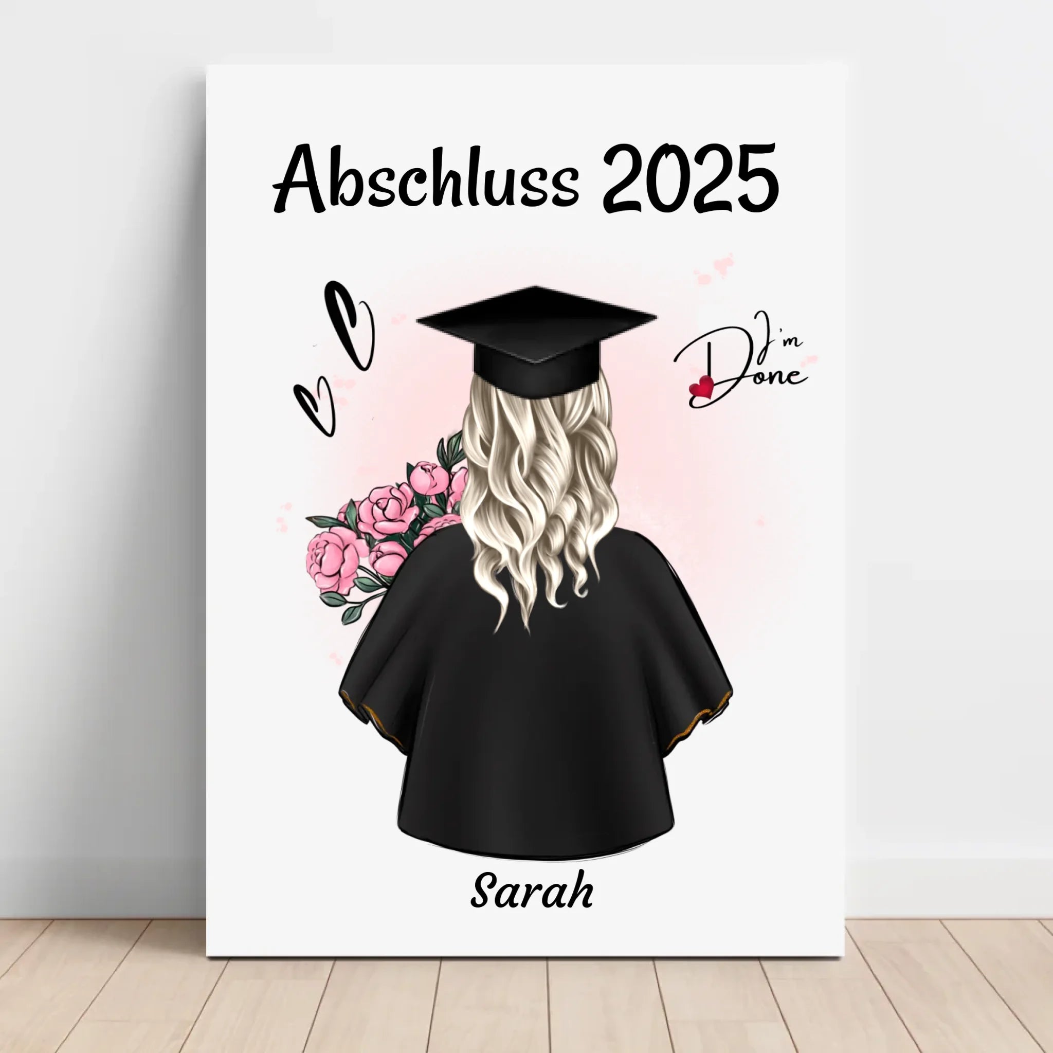 Tochter Abschlussgeschenk Abitur, Bachelor & Master Leinwand personalisiert - Cantty