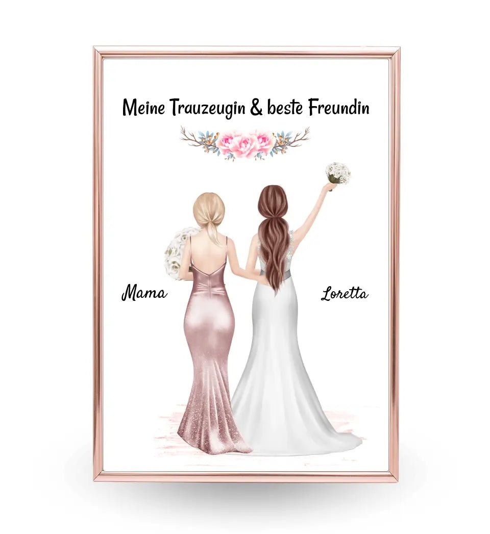 Trauzeugin Poster personalisiert mit Braut - Cantty