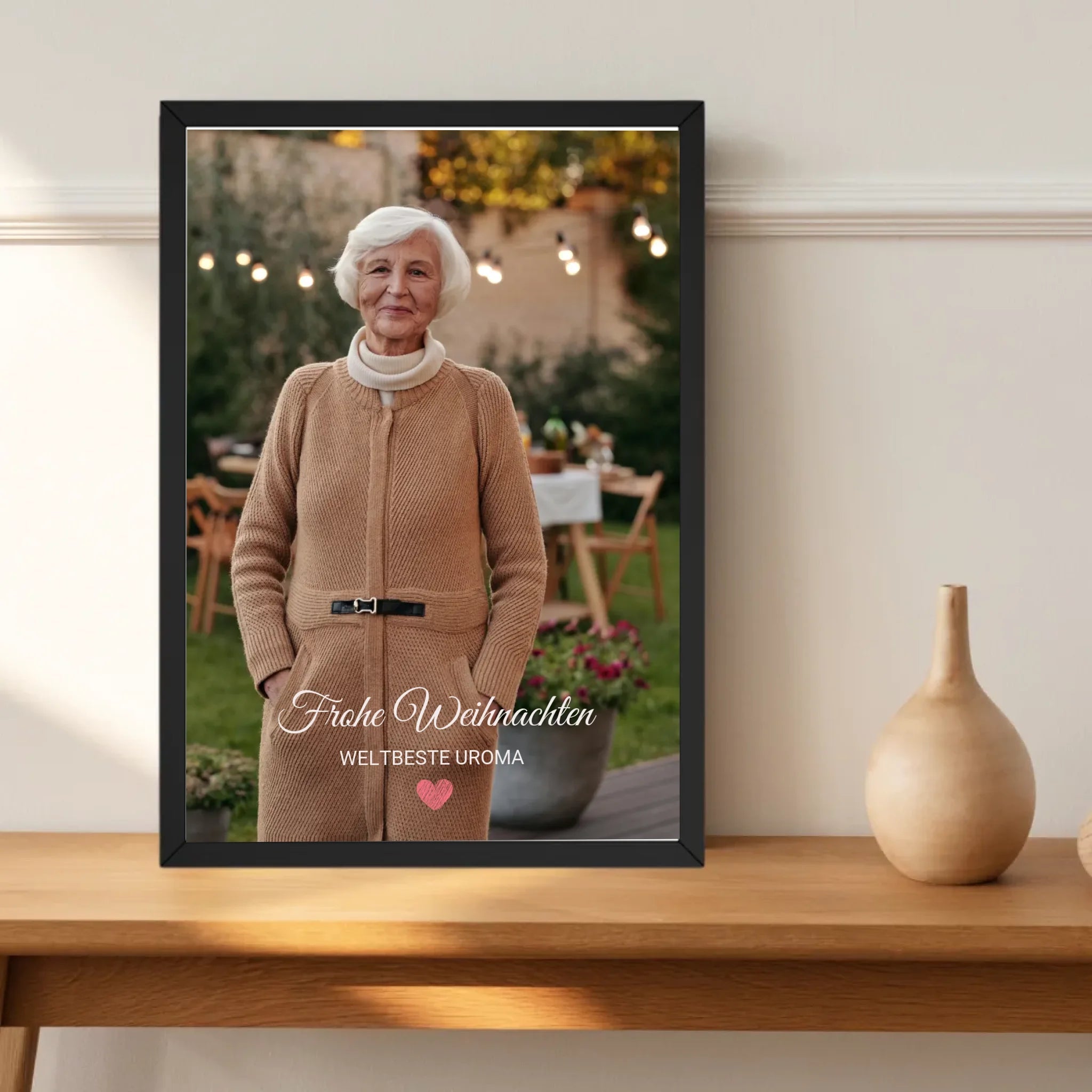 Uroma Foto Weihnachtsgeschenk Poster mit Bilderrahmen personalisierbar - Cantty