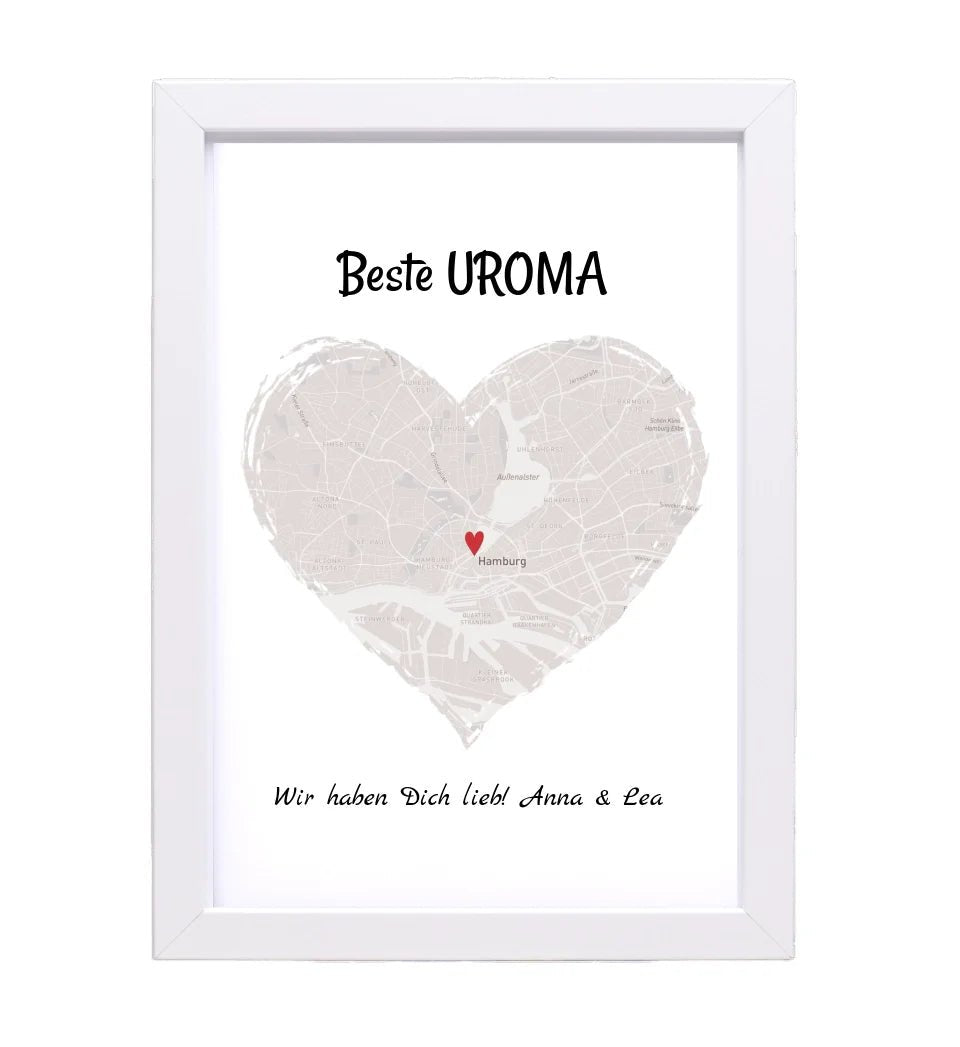 Uroma Stadtkarte Herz Geschenk Poster - Cantty